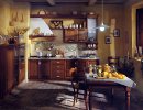Cucina rustica con anta a telaio e bugna